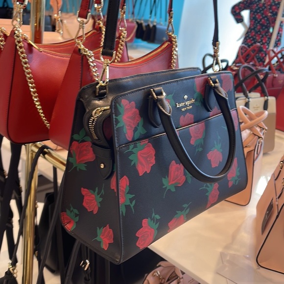 Kate Spade Madison Safiano Leather Medium Rose Toss Print Satchel Handbag 

NWT - Picture 7 of 16